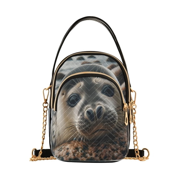 ALAZA Chain Crossbody Bags for Women Seal on Beach Shoulder Handbag Phone Purse