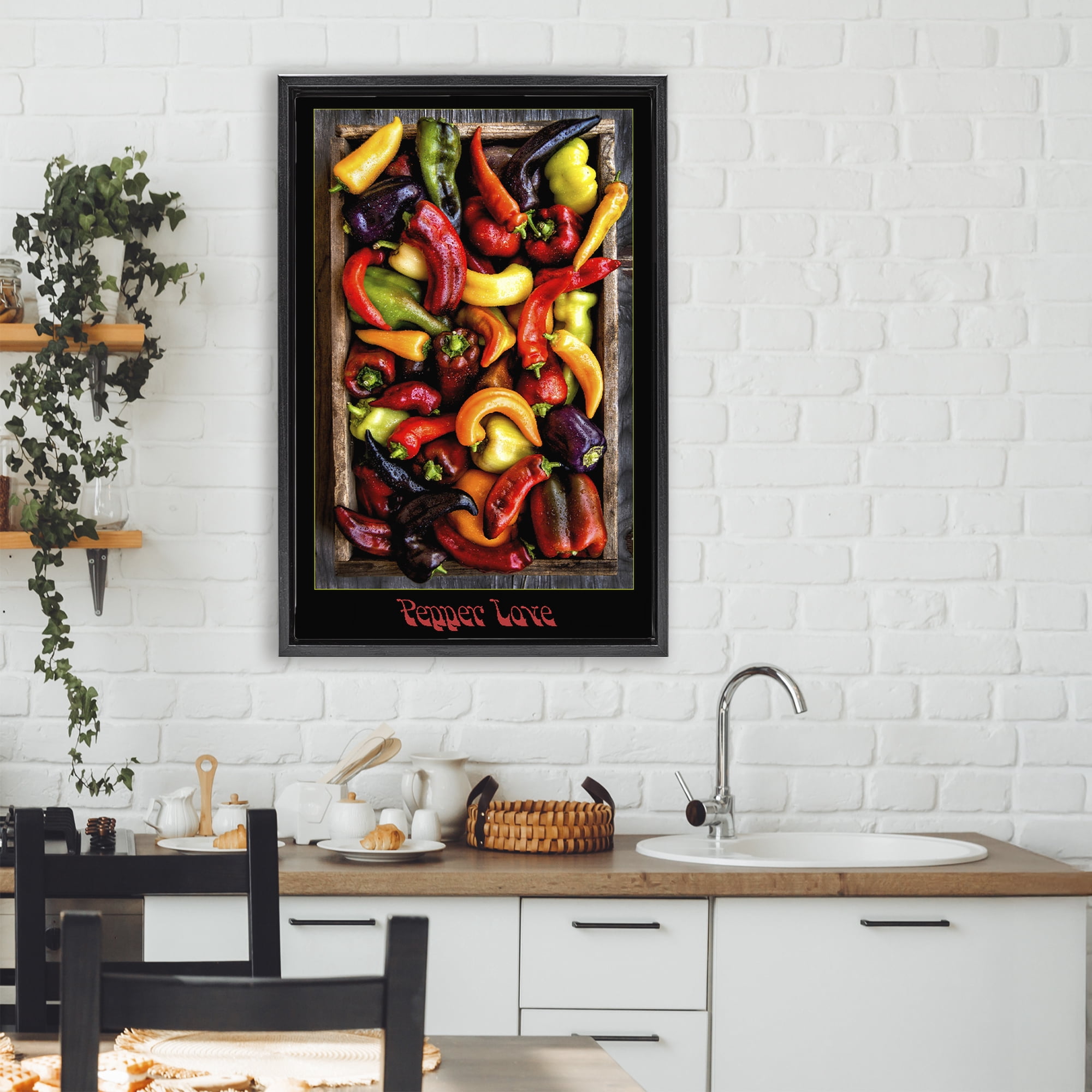 Stupell Industries Pepper Love Vibrant Vegetables Black Framed Floater Canvas Wall Art, design by Carl Kravats
