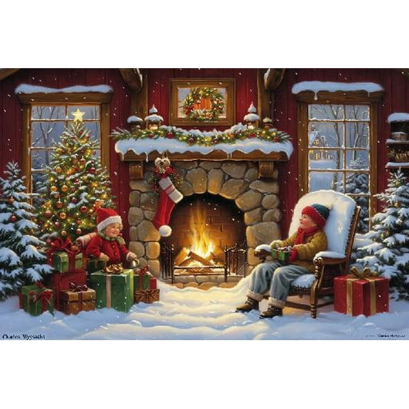 300 Pieces Wooden Jigsaw Puzzle A Warm Christmas Love Puzzle Challenging Educational Fun Family Games Toys Gifts for Home Kitchen Decor Family Activities