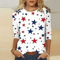 thumbnail image 2 of FAVIPT Fourth of July Crop Shirts for Women 3/4 Sleeve Crew Neck Tops American Flag Patriotic Print Blouses Casual Dressy Summer 2025 Tunic Tees Multicolor,XXXL, 2 of 5
