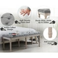 thumbnail image 2 of Guyou Linen Entryway Bench, 16.5"H Bedroom End of Bed Bench with Upholstery Button Tufting, Three-person Piano Bench with Rubber Wood Legs for Living Room Dining Room Hallway, Grey, 2 of 13