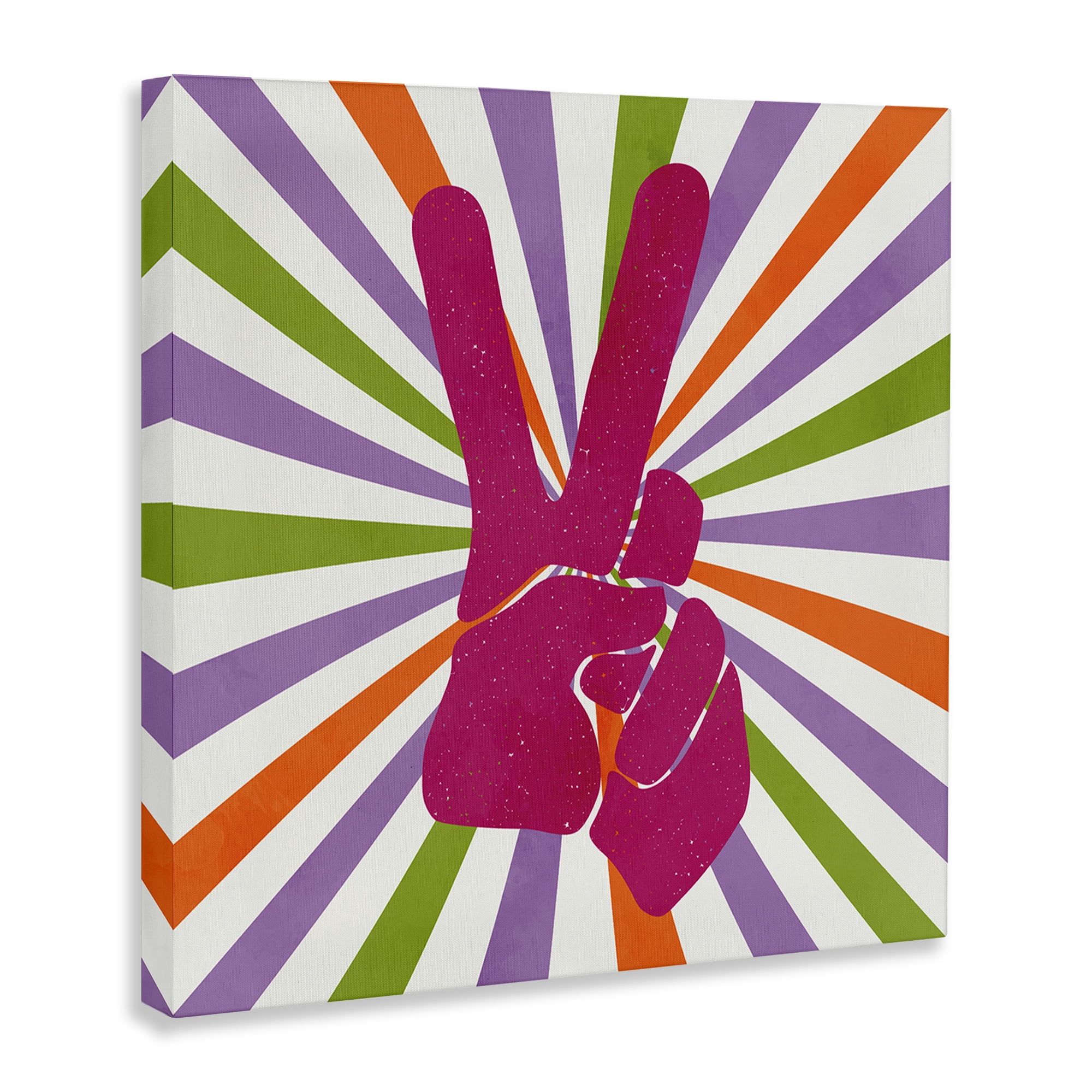 Stupell Industries Peace Sign on Stripes Abstract Painting Wrapped Canvas Art Print Wall Art, 24 x 24