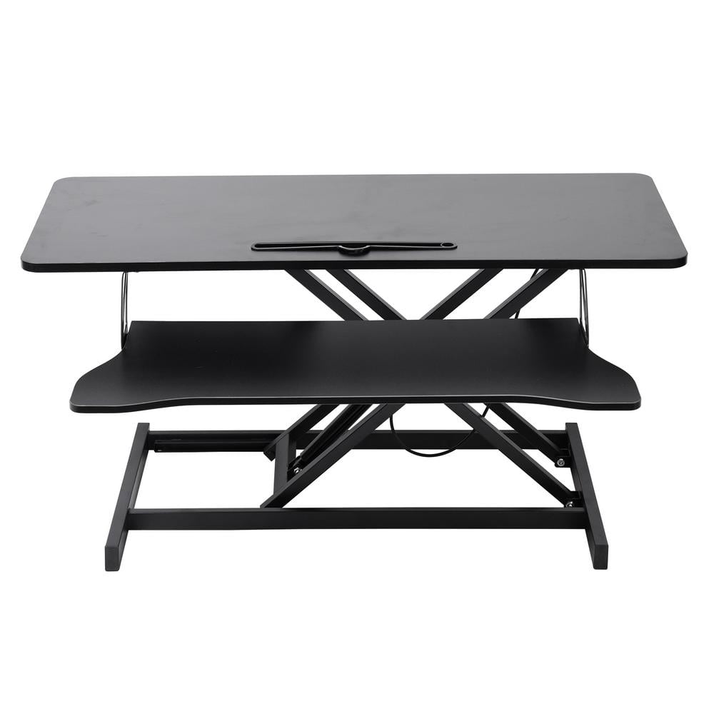 Goxfaca Standing Desk Riser Stable Iron Standing Desk Riser with Manual Pneumatic Spring Height Adjustable Desk Topper Standing Desk Attachment for Laptop Keyboard Mouses amicably