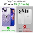 thumbnail image 6 of Case for iPhone 15 Case Glitter Bling Crystal Bow Design Full Camera Lens Protector Anti-Scratch Bumper Shockproof Cover Women Girls Soft TPU Case for iPhone 15 Purple KDL, 6 of 15