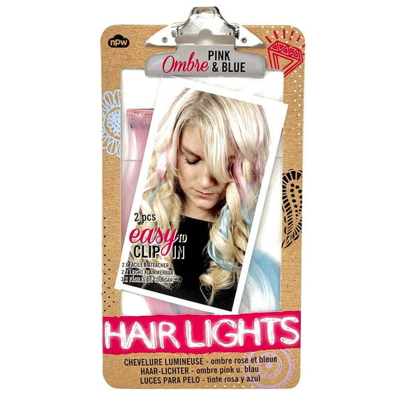 Pink Blue Ombre Colored Hair Extensions Highlight Wig Pieces Colorful Hairpieces Set of 2