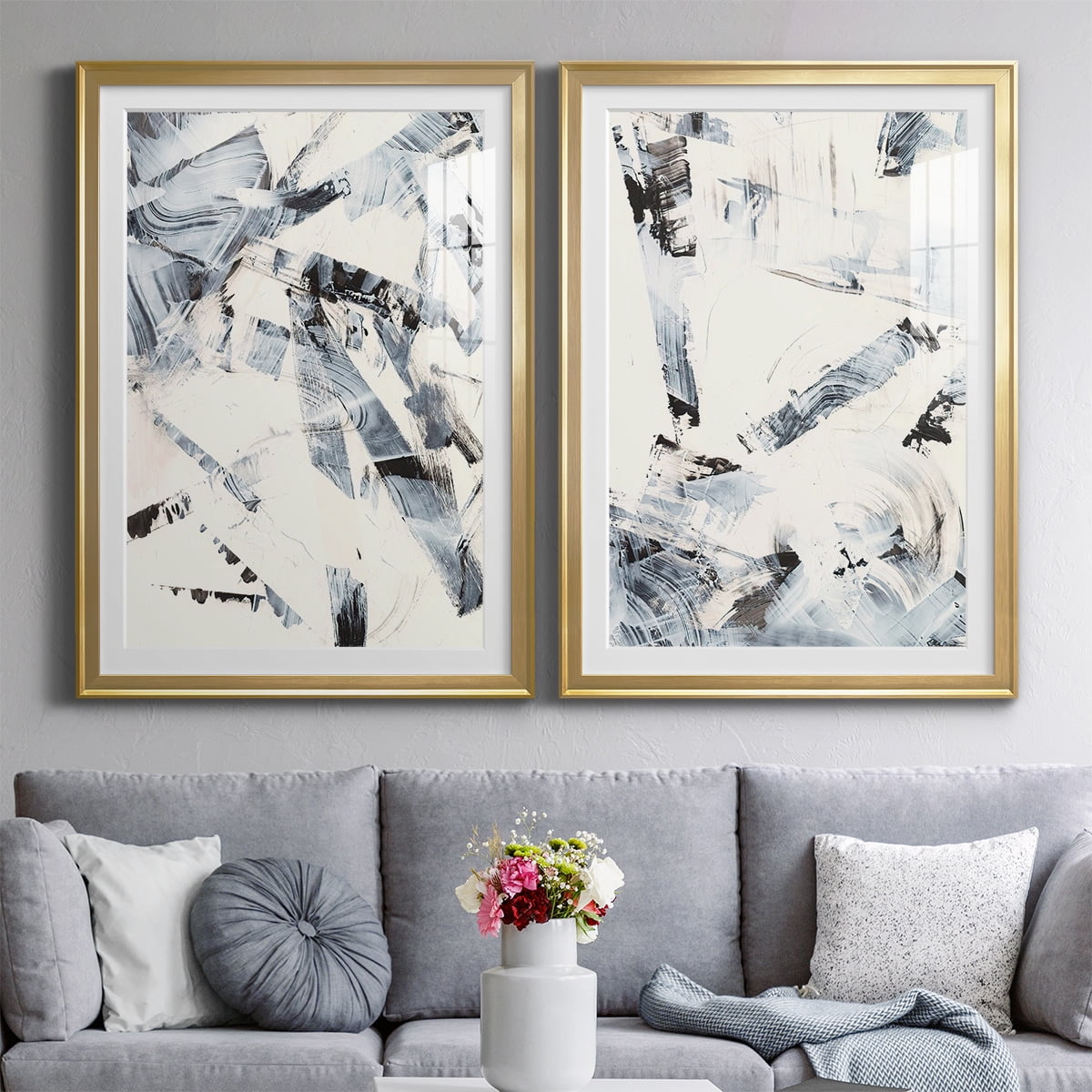 Wexford Home Fractured Ice I Premium Framed Print, 30.5" x 42.5" - Ready to Hang, Gold (Set of 2)