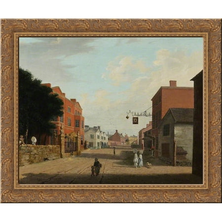 Church Street, Oswestry, Shropshire 24x20 Gold Ornate Wood Framed Canvas Art by William Williams