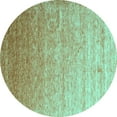 thumbnail image 1 of Ahgly Company Machine Washable Indoor Round Abstract Turquoise Blue Contemporary Area Rugs, 4' Round, 1 of 4
