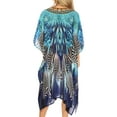 thumbnail image 2 of Sakkas Jenni Women's Mid Length Boho Caftan Kaftan Dress Cover up Flowy Rhinestone - ZB55-Blue - One Size, 2 of 5