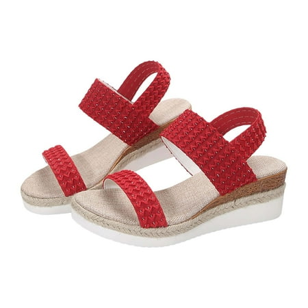 

NOKIO Wedge Sandals for Women Comfortable Open Toe Sandals with Low Wedges - Dressy Summer Casual Sandals - Flat Comfy Walking Sandals Ladies Slope Heel Sandals