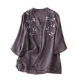 thumbnail image 1 of Birdeem Blouses pour Femmes Col Rond Imprimé Chemise Ample à Manches Trois-Quarts, 1 of 12