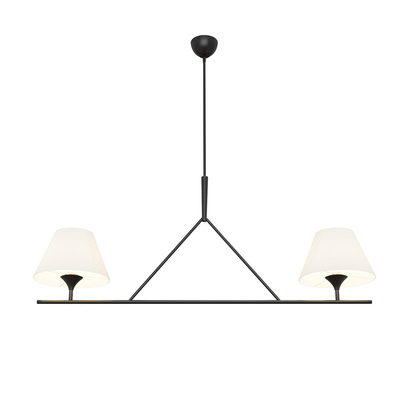 Aiwen 2-Light Linear Industrial Pendant Light with Black Finish and Bell Glass Shade for Kitchen Island Living Room