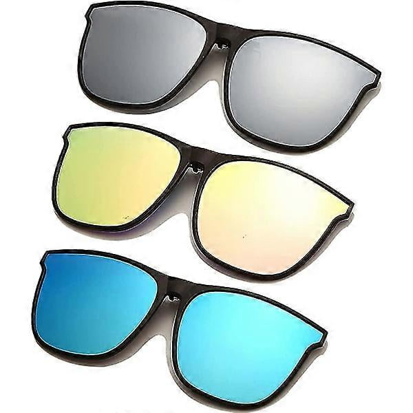 Clip-on Sunglasses - 3 Pairs Oversized Polarized Clip-on Sunglasses for Men and Women