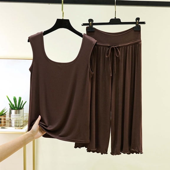 Ynynlocho Two Piece Sets for Women Summer Sleeveless Tank Top Loungewear Short Sets Drawstring Sweatsuit for Vacation & Travel