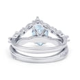 thumbnail image 3 of Teardrop Pear Twisted Two Piece Women Engagement Ring Simulated Aquamarine 925 Sterling Silver, 3 of 5