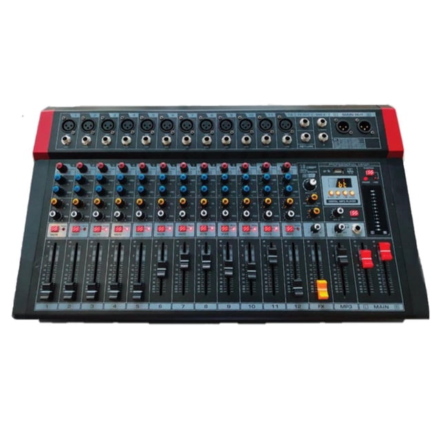 Mezcladora SOUNDTRACK MIX-1200DSP Amplificada 12 Canales 150 Wx2 Efectos DSP Negro