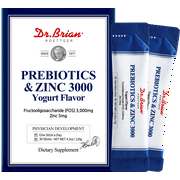 Dr.Brian Prebiotics Drink Powder Supplement for Women Men Strong Constipation Digestive Health w 3000mg Zinc 5mg Promote Good Bacteria Probiotics Growth Yogurt Flavor 30 Pouches…