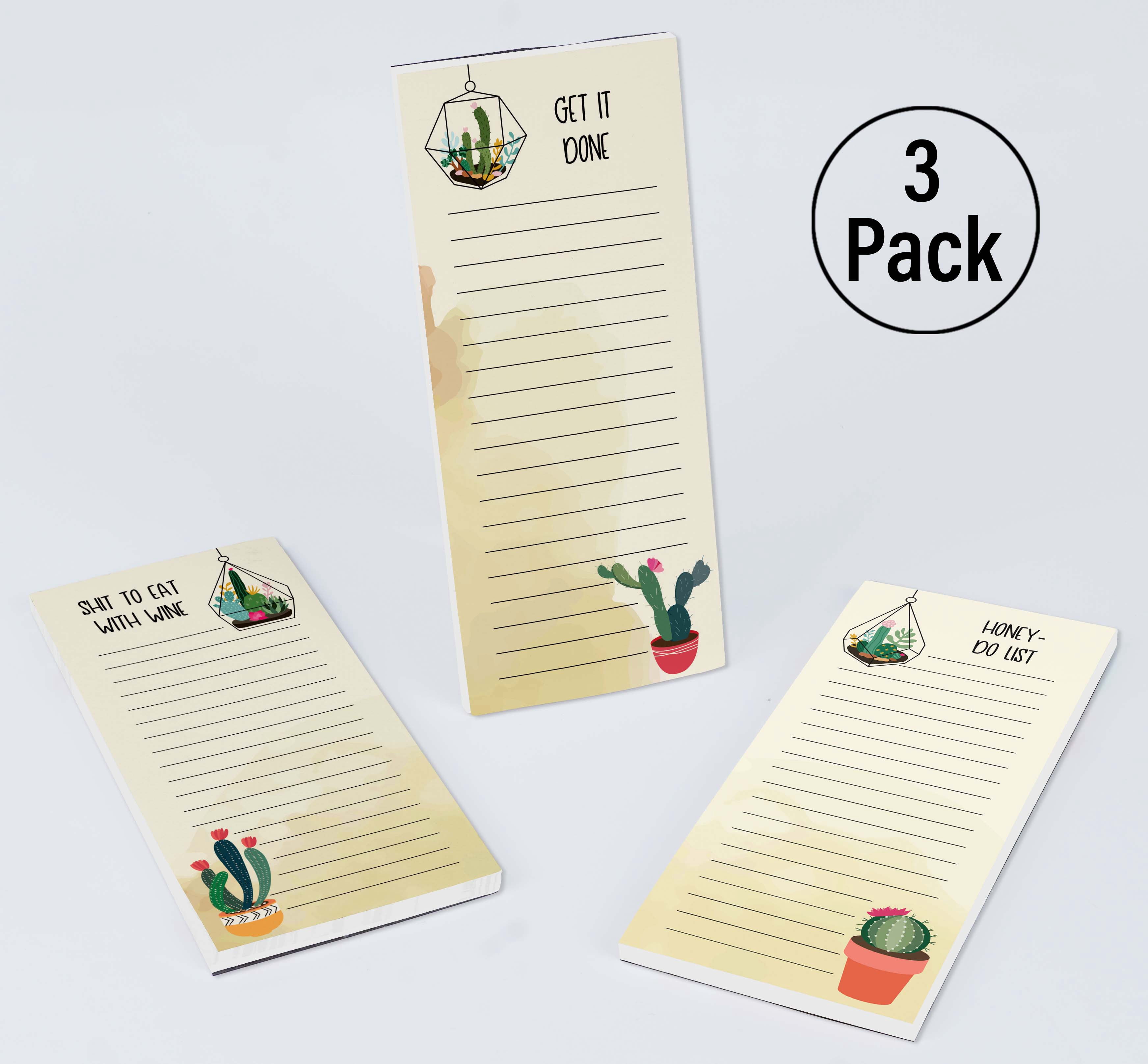 Inkdotpot Pack of 3 Magnetic Fridge To-Do List Notepads- Magnetic Memo Pads For Refrigerator-(50 Sheets Each)-PK