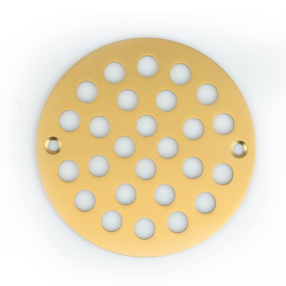 Cubierta para Drenaje de Ducha Poyde 4" con Tornillos Acabado Dorado Cepillado