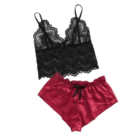 

Fesfesfes Women Lingerie Sets Lace Edge Pajamas Sets Sexy Lingerie Split 2 Pieces Sexy Underwear Sets Gifts for Her