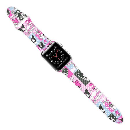Sanrio Kuromi Watch Band Compatible with Apple Watch Double Buckle Watch Band 38mm 40mm 42mm 44mm Adjustable Replaceable Soft Silicone Wristband for Iwatch Ultra Series