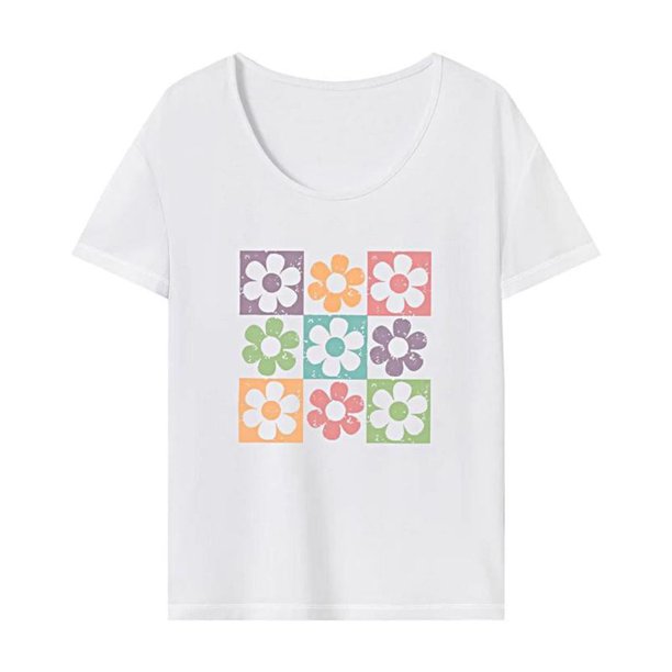 Camiseta para mujer Tops de verano Ropa femenina Camiseta con cuello redondo para acampar y desplazarse S