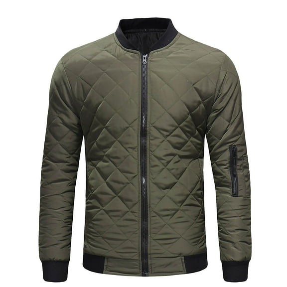 JTieacloth Men's Outerwear Jackets Trendy And Warm Men’s Hooded Zip Up Padded Jacket Comfy All Season Wear Green