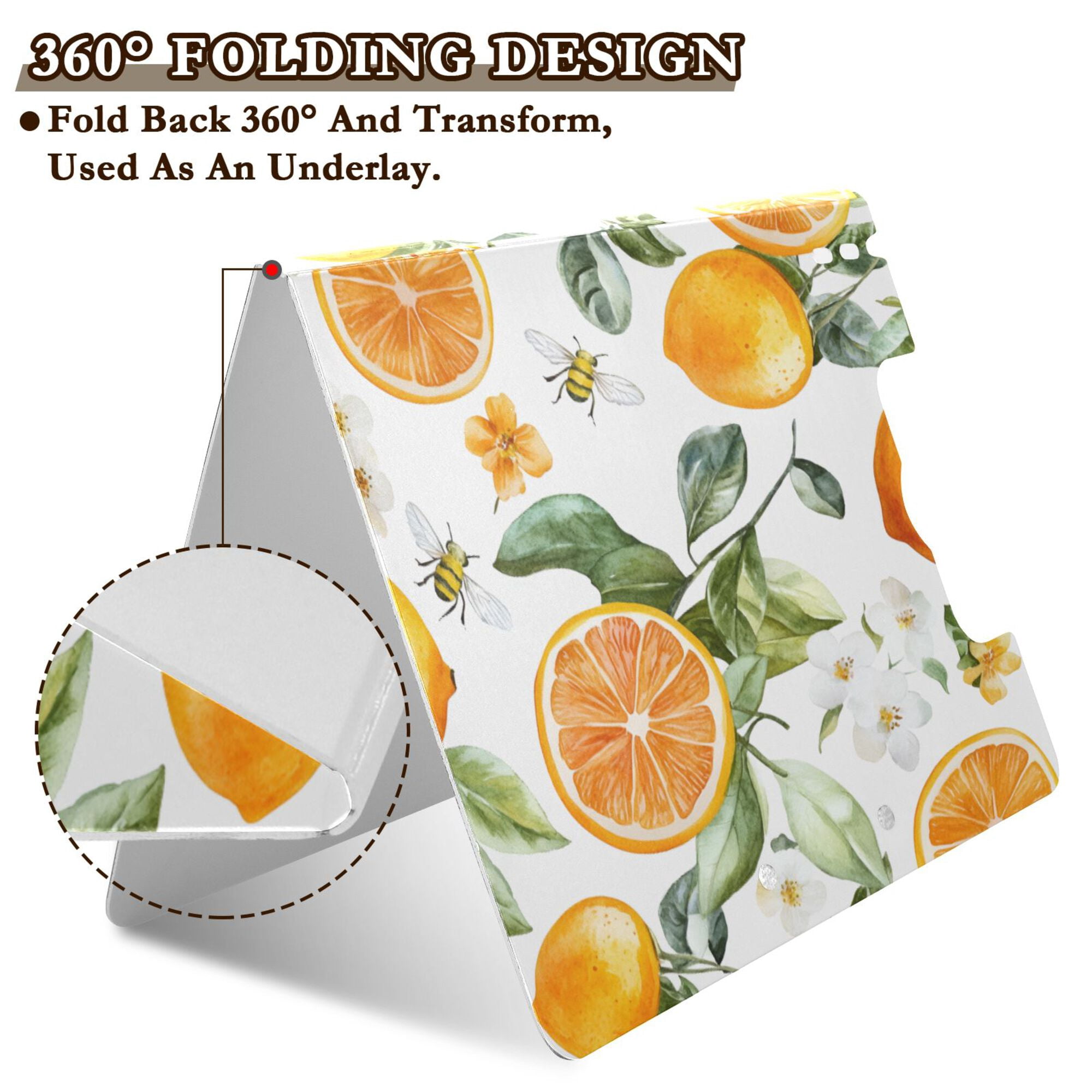 FORMRS A4 Clipboard Folder with Pen Holder Horizontal Foldable School Office Binder, Orange Watercolor Bees