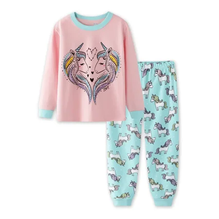 

Toddler Girls‘ Cartoon Unicorn Printed Pajamas Sets