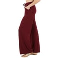 thumbnail image 3 of Womens & Plus Comfy Stretch Solid Drawstring Wide Leg Lounge Pants (Dk Burgundy, 3X), 3 of 3