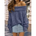 thumbnail image 6 of Womens Off The Shoulder Sweater Oversized Batwing Sleeve Loose Pullover Sweaters Tops, 6 of 13