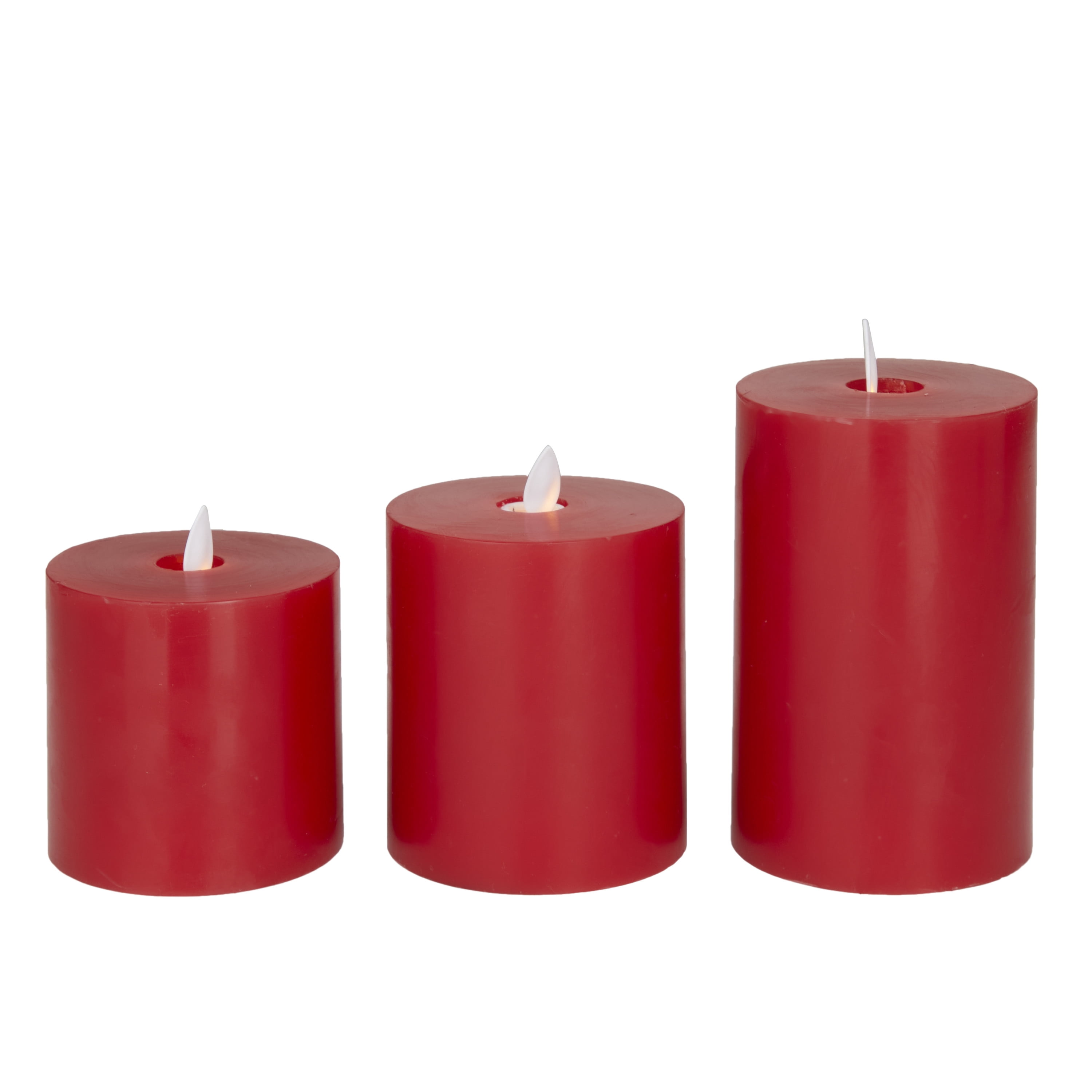 DecMode 5", 4", 3"H Unscented Wax  Flameless Candle with Remote Control (Set of 3)