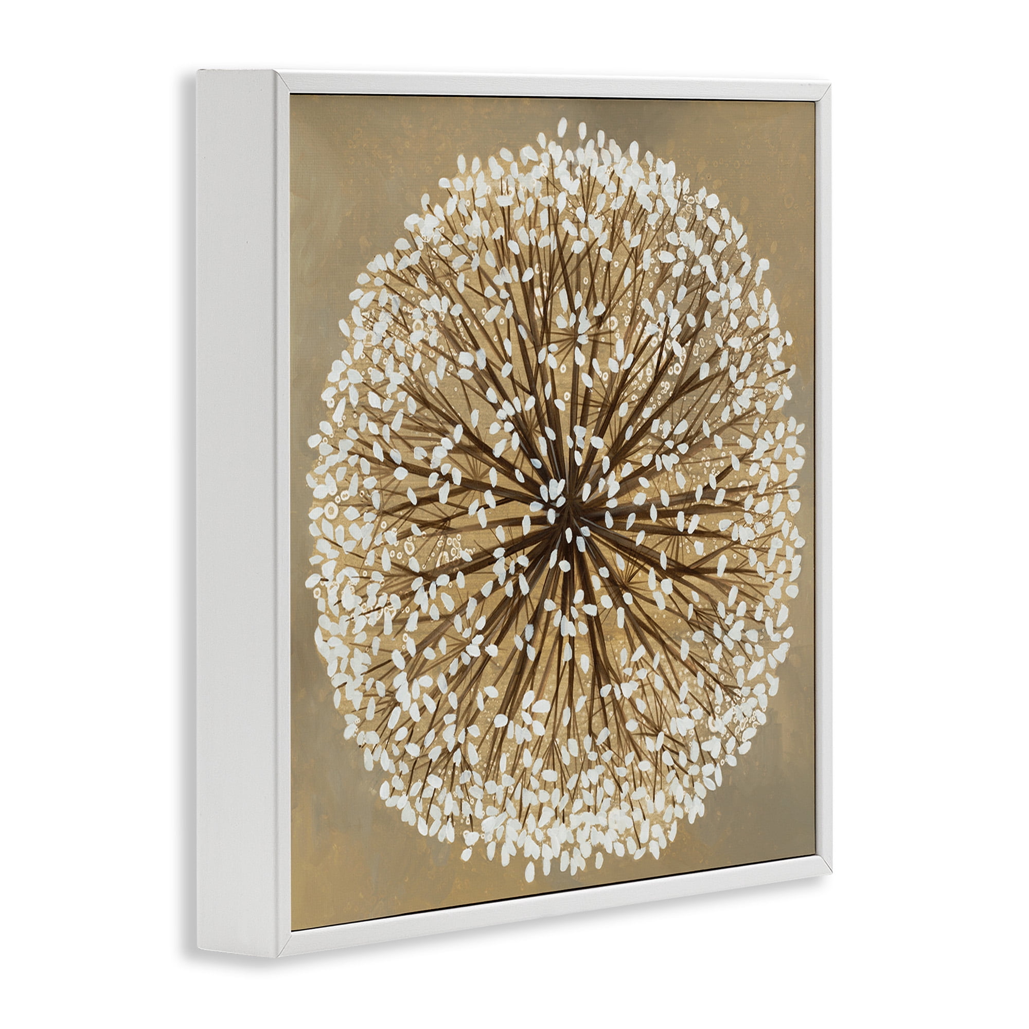 Stupell Industries Abstract Dandelion Flower Full Bloom Botanical & Floral Painting White Framed Art Print Wall Art, 24 x 24