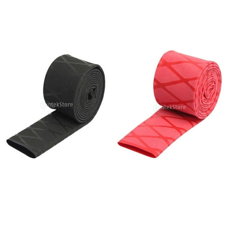koolsoo 2pcs Heat Shrink Tubing Textured Tube Fishing Rod Handle Sleeve Black Red Brand New And High Quality