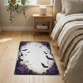 thumbnail image 3 of ODIKA 2'x3' Washable Doormat Non-Slip, Low Pile Purple Gothic Bat Halloween Flowers Boho Design with Ornate Floral Scrollwork for Entryway, Kitchen, Laundry Room, 3 of 7