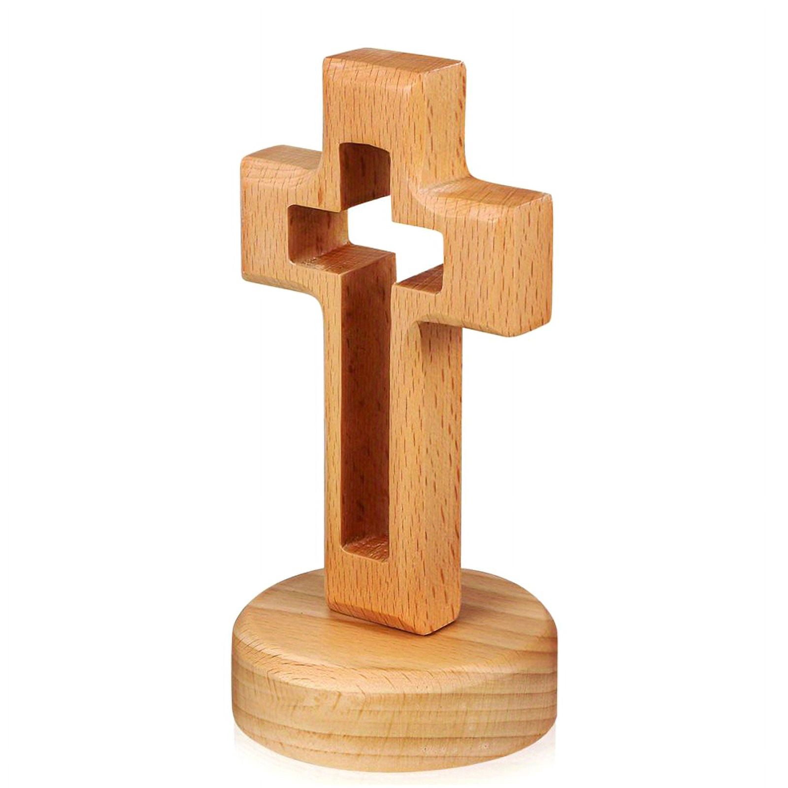 Cross Wood Crucifix Standing Jesus Wall Wooden Religious Christian Table Decoration Gifts Holy Church Religious Ornament Statue