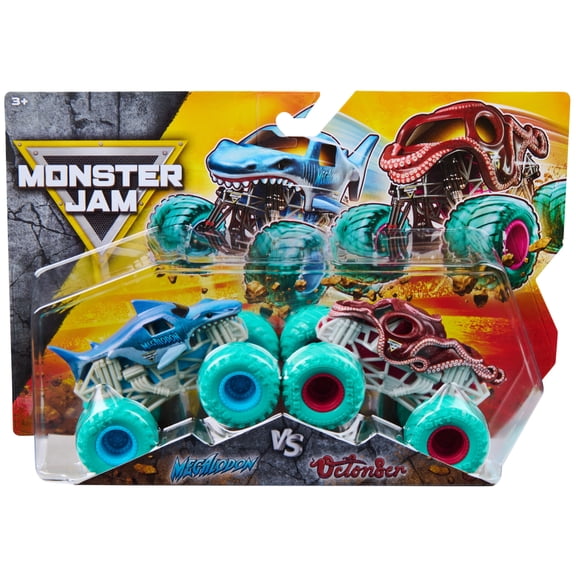 Monster Jam, Megalodon Vs. Octon8r Die-Cast Monster Trucks, 1:64 Scale, Kids Toys for Boys Ages 3 and up