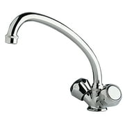 Scandvik 10438 Standard Family Chrome Plated Brass Galley Mixer Faucet with Turning Spout