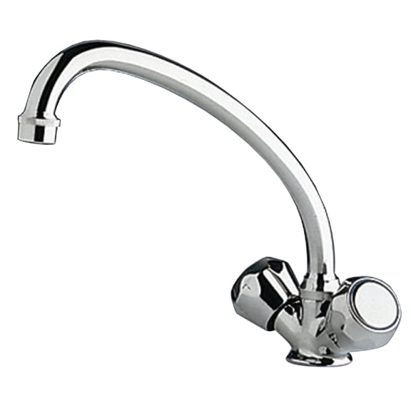 Scandvik 10438 Standard Family Chrome Plated Brass Galley Mixer Faucet with Turning Spout