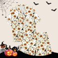 thumbnail image 5 of UngA Halloween Pajama Women Halloween Pajama Set, Ghost Pumpkin Print Top with Shorts Beige,2XL, 5 of 5
