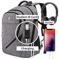 thumbnail image 5 of Mochila FENGDONG para portátil grande de 17,3", impermeable, gris oscuro, 5 of 5
