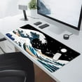 thumbnail image 6 of Japanese Wave Mouse Pad XXL Black Blue Sea Aesthetic Moon Extended Desk Mat 90X40 CM Non-Slip Rubber Base with Stitched Edge Large Playmat for Keyboard Gaming Laptop Office Desktop,35.4×15.7 in, 6 of 6