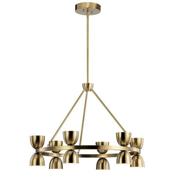 12 Led Large Chandelier in Mid-Century Modern Style-23 inches Tall and 31 inches Wide-Brushed Natural Brass Finish Bailey Street Home 147-Bel-4436006