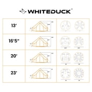 WHITEDUCK Avalon Canvas Bell Tent - Luxury All Season Tent for Camping & Glamping Made from Premium & Breathable 100% Cotton Canvas w/Stove Jack, Mesh (13' (4M), Water Repellent)