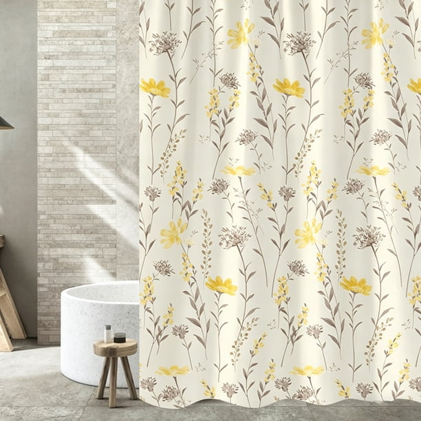 Cortina de ducha impermeable para baño: cortina de ducha de tela de poliéster con ganchos, separador de ambientes secos y húmedos para el hogar, hotel o caravana.