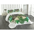 thumbnail image 3 of Ambesonne Sloth Quilted Bedspread Set 3 Pcs, Cartoon Mammal Jungle, Queen Size, Chocolate Green Ivory, 3 of 5