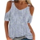 thumbnail image 1 of Camisas de Manga Corta para las Mujeres Blusa de Cuello Redondo de Impresión Casual, Top de Algodón de Imitación Ligero para el Hogar, el Uso Diario Y las Cuatro Estaciones, 1 of 4