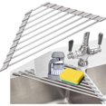 thumbnail image 2 of Gogcaro Foldable Stainless Steel Triangle Roll-Up Dish Drying Rack for Small Sink Corners - Over The Sink Multipurpose Kitchen Drainer, Rustproof Organizer, Trivet and Shelf - Space Saving (Gray), 2 of 2