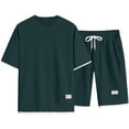 thumbnail image 3 of Men 2 Piece Outfits Summer Shorts Sets Tracksuit Crewneck T-Shirts And Drawstring Pants Casual Comfy Jogging Set, L, 3 of 5