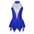 thumbnail image 3 of TiaoBug Women's Figure Ice Skating Dress Halter Shiny Sequin Roller Skating Lyrical Dance Costume Blue M, 3 of 7